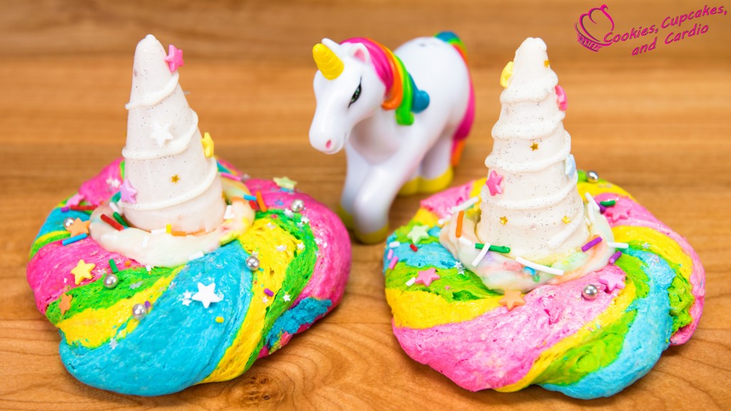 Rainbow unicorn bagels 
