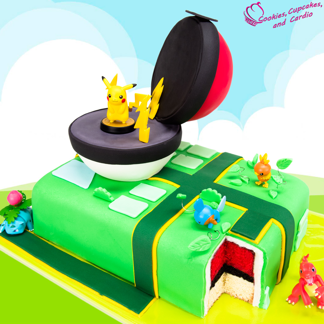 Gâteau Pokémon pokeball avec Pikachu