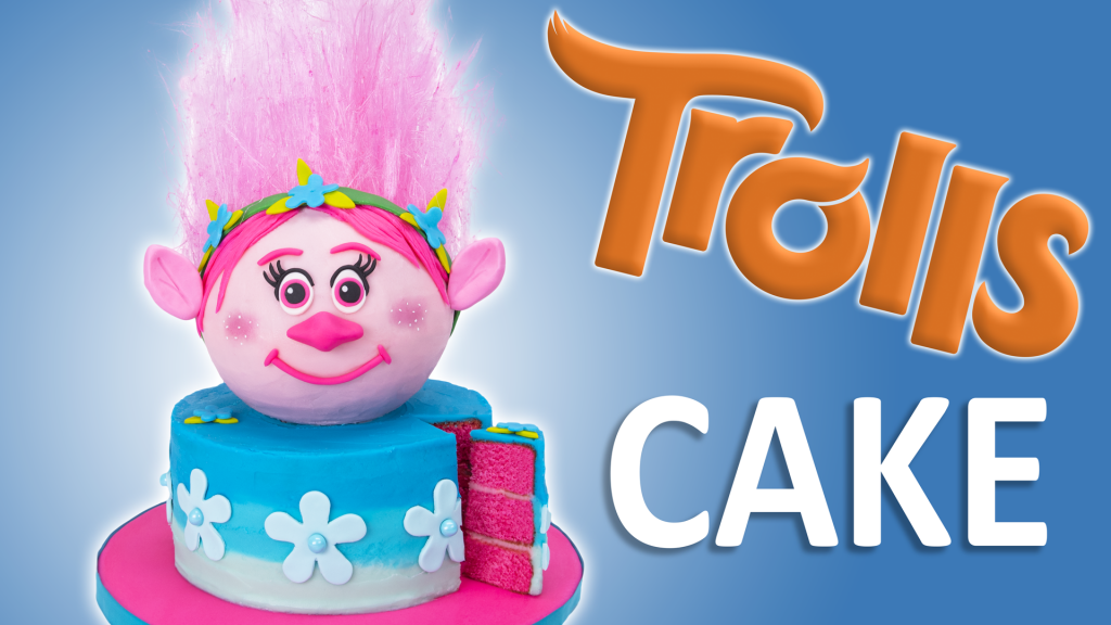 Trolls cake with edible hair 