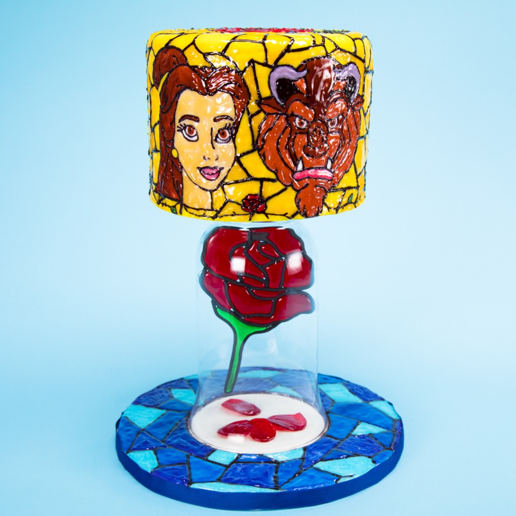 beauty and the beast stained glass cake 