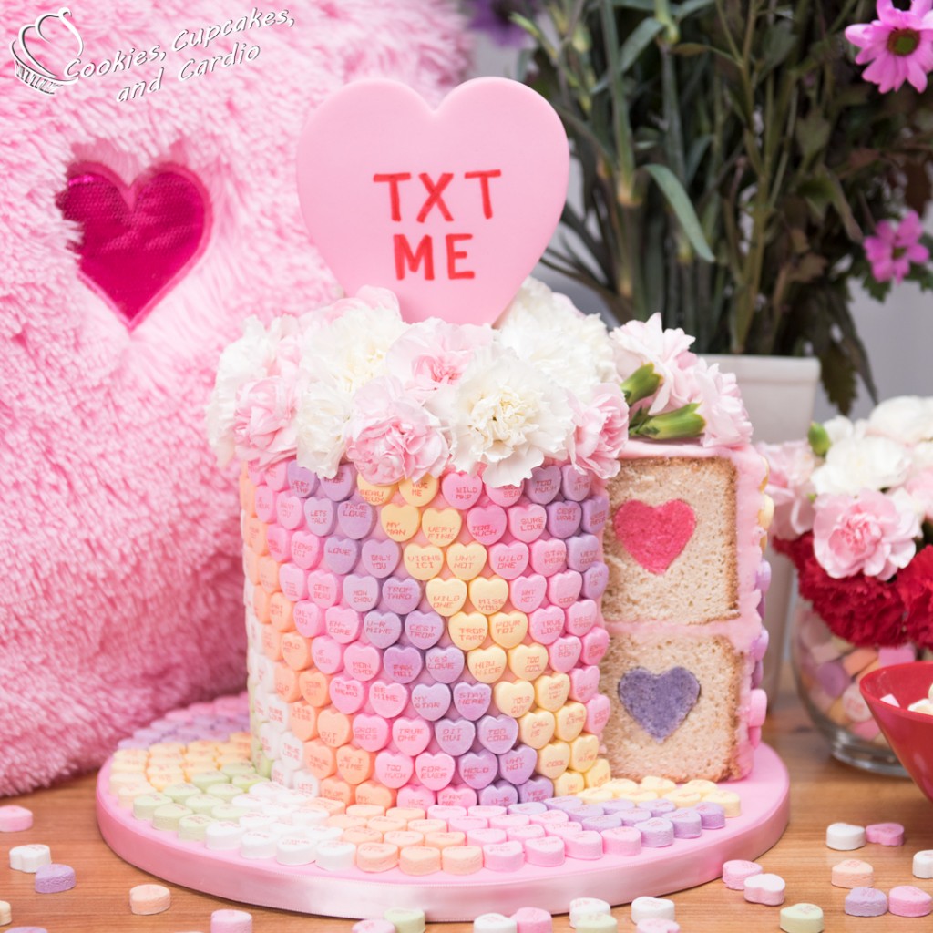 conversation hearts valentine's day cake 